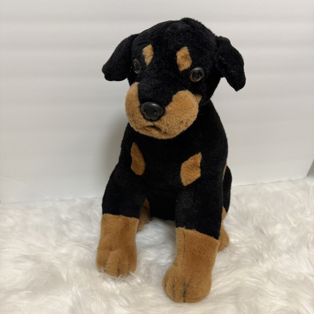 VTG 1980’s People Pals Rottweiler Puppy Plush Realistic Stuffed Canine Classics